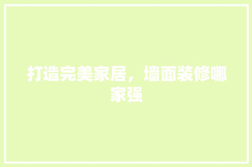 打造完美家居，墙面装修哪家强 打造完美家居，墙面装修哪家强 买房须知