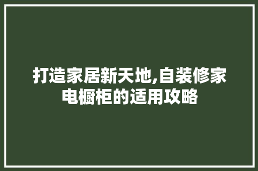 打造家居新天地,自装修家电橱柜的适用攻略 打造家居新天地,自装修家电橱柜的适用攻略 装修知识