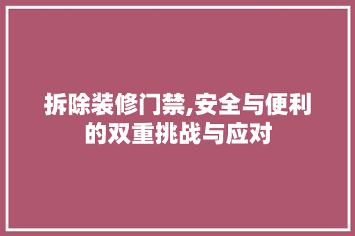 拆除装修门禁,安全与便利的双重挑战与应对 拆除装修门禁,安全与便利的双重挑战与应对 家居装饰