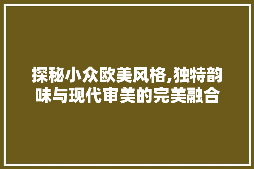 探秘小众欧美风格,独特韵味与现代审美的完美融合 探秘小众欧美风格,独特韵味与现代审美的完美融合 家居装饰