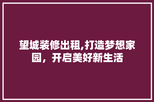 望城装修出租,打造梦想家园，开启美好新生活 望城装修出租,打造梦想家园，开启美好新生活 家居设计