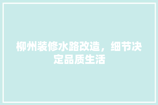 柳州装修水路改造，细节决定品质生活 柳州装修水路改造，细节决定品质生活 二手房