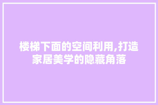 楼梯下面的空间利用,打造家居美学的隐藏角落 楼梯下面的空间利用,打造家居美学的隐藏角落 家居装饰