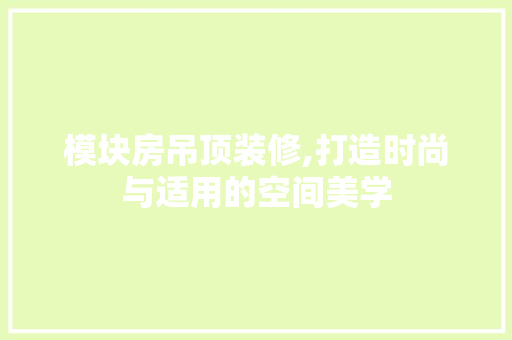 模块房吊顶装修,打造时尚与适用的空间美学 模块房吊顶装修,打造时尚与适用的空间美学 家居设计