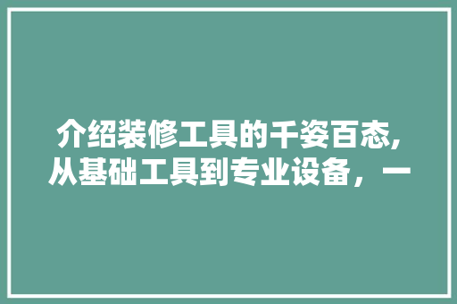 介绍装修工具的千姿百态,从基础工具到专业设备，一应俱全 介绍装修工具的千姿百态,从基础工具到专业设备，一应俱全 二手房