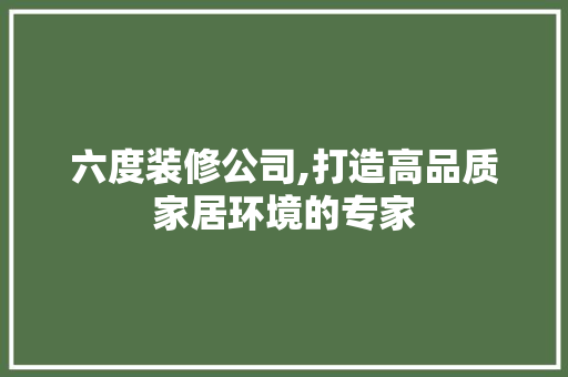 六度装修公司,打造高品质家居环境的专家 六度装修公司,打造高品质家居环境的专家 家居装饰