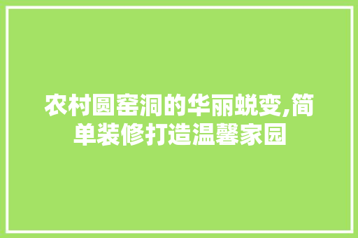 农村圆窑洞的华丽蜕变,简单装修打造温馨家园 农村圆窑洞的华丽蜕变,简单装修打造温馨家园 买房须知