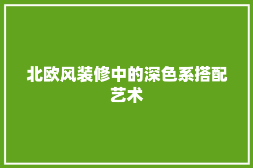 北欧风装修中的深色系搭配艺术 北欧风装修中的深色系搭配艺术 家居装饰