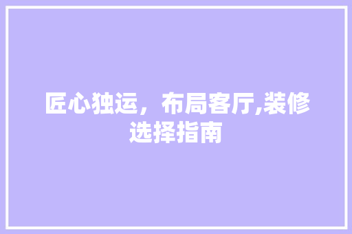 匠心独运，布局客厅,装修选择指南 匠心独运，布局客厅,装修选择指南 买房须知