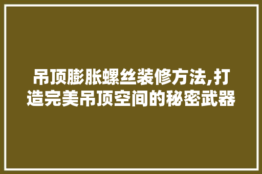 吊顶膨胀螺丝装修方法,打造完美吊顶空间的秘密武器 吊顶膨胀螺丝装修方法,打造完美吊顶空间的秘密武器 家居装饰