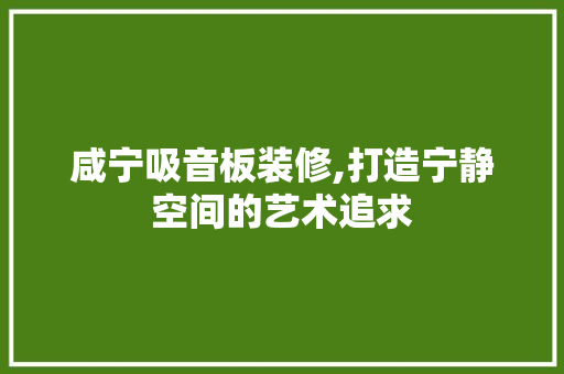 咸宁吸音板装修,打造宁静空间的艺术追求 咸宁吸音板装修,打造宁静空间的艺术追求 装修知识