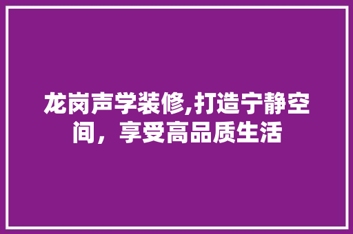 龙岗声学装修,打造宁静空间，享受高品质生活 龙岗声学装修,打造宁静空间，享受高品质生活 家居装饰