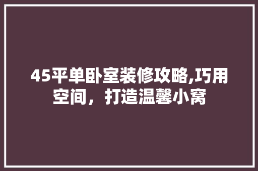 45平单卧室装修攻略,巧用空间，打造温馨小窝 45平单卧室装修攻略,巧用空间，打造温馨小窝 买房须知