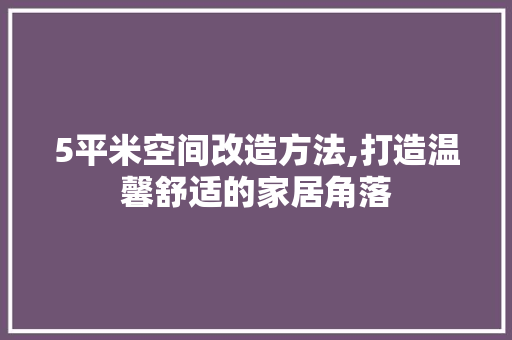 5平米空间改造方法,打造温馨舒适的家居角落 5平米空间改造方法,打造温馨舒适的家居角落 装修知识
