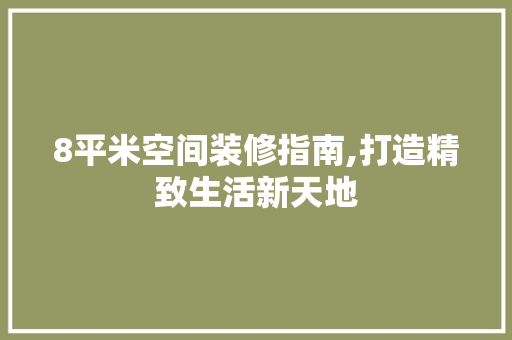 8平米空间装修指南,打造精致生活新天地 8平米空间装修指南,打造精致生活新天地 家居设计