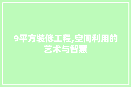 9平方装修工程,空间利用的艺术与智慧 9平方装修工程,空间利用的艺术与智慧 买房须知
