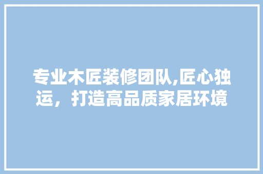 专业木匠装修团队,匠心独运，打造高品质家居环境 专业木匠装修团队,匠心独运，打造高品质家居环境 二手房