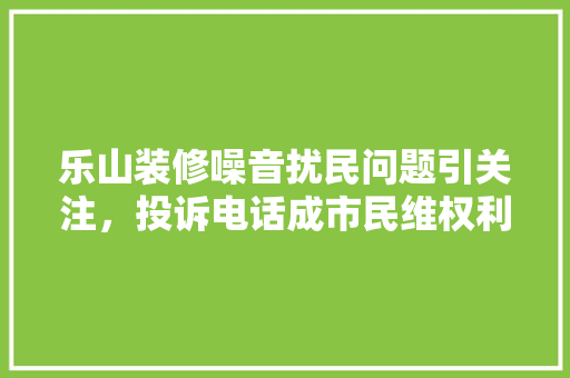 乐山装修噪音扰民问题引关注，投诉电话成市民维权利器 乐山装修噪音扰民问题引关注，投诉电话成市民维权利器 家居装饰