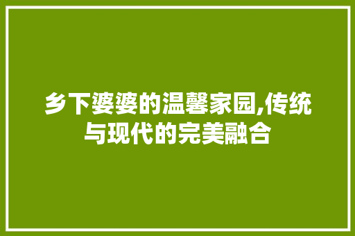 乡下婆婆的温馨家园,传统与现代的完美融合 乡下婆婆的温馨家园,传统与现代的完美融合 装修知识
