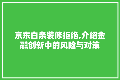 京东白条装修拒绝,介绍金融创新中的风险与对策 京东白条装修拒绝,介绍金融创新中的风险与对策 装修知识
