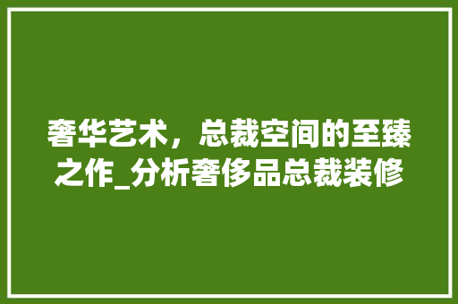 奢华艺术，总裁空间的至臻之作_分析奢侈品总裁装修设计图案 奢华艺术，总裁空间的至臻之作_分析奢侈品总裁装修设计图案 家居设计