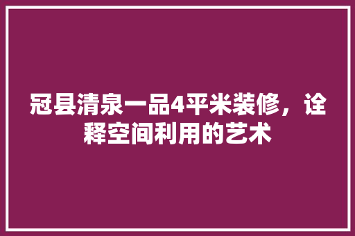 冠县清泉一品4平米装修，诠释空间利用的艺术 冠县清泉一品4平米装修，诠释空间利用的艺术 二手房