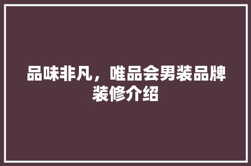 品味非凡，唯品会男装品牌装修介绍 品味非凡，唯品会男装品牌装修介绍 二手房