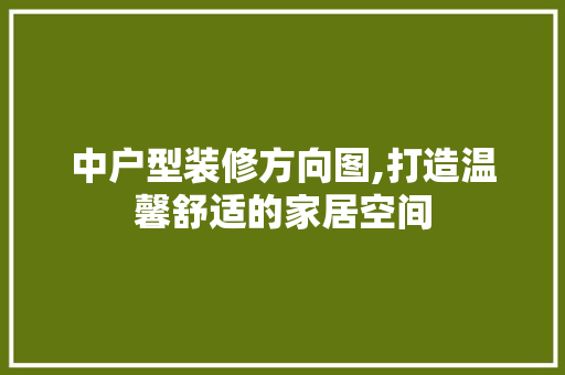 中户型装修方向图,打造温馨舒适的家居空间 中户型装修方向图,打造温馨舒适的家居空间 买房须知