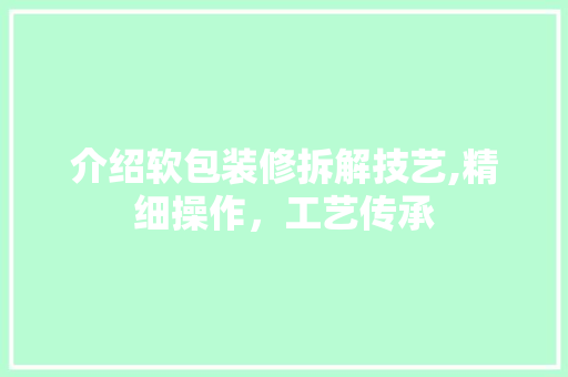 介绍软包装修拆解技艺,精细操作，工艺传承 介绍软包装修拆解技艺,精细操作，工艺传承 家居设计