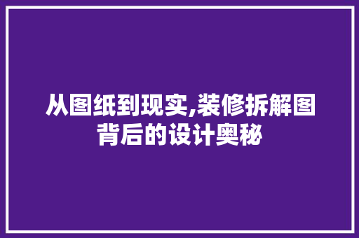从图纸到现实,装修拆解图背后的设计奥秘 从图纸到现实,装修拆解图背后的设计奥秘 二手房