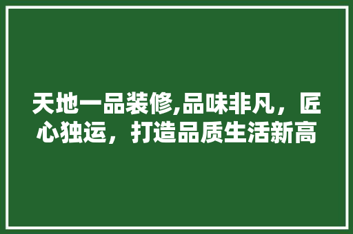 天地一品装修,品味非凡，匠心独运，打造品质生活新高度 天地一品装修,品味非凡，匠心独运，打造品质生活新高度 买房须知