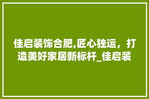 佳启装饰合肥,匠心独运，打造美好家居新标杆_佳启装饰合肥 佳启装饰合肥,匠心独运，打造美好家居新标杆_佳启装饰合肥 装修知识