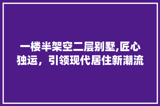 一楼半架空二层别墅,匠心独运，引领现代居住新潮流_一楼半架空二层别墅设计效果图 二手房