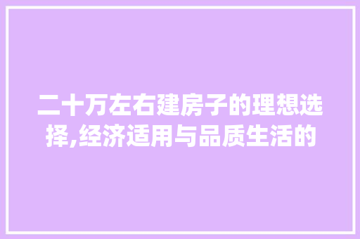 二十万左右建房子的理想选择,经济适用与品质生活的完美融合_二十万左右建房子图片真实
