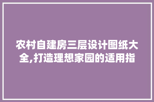 农村自建房三层设计图纸大全,打造理想家园的适用指南_农村自建房三层设计图纸大全
