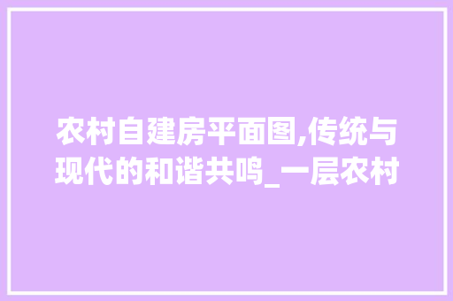 农村自建房平面图,传统与现代的和谐共鸣_一层农村一层自建房平面图