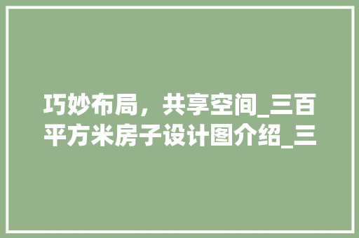 巧妙布局，共享空间_三百平方米房子设计图介绍_三百平方米的房子设计图两户