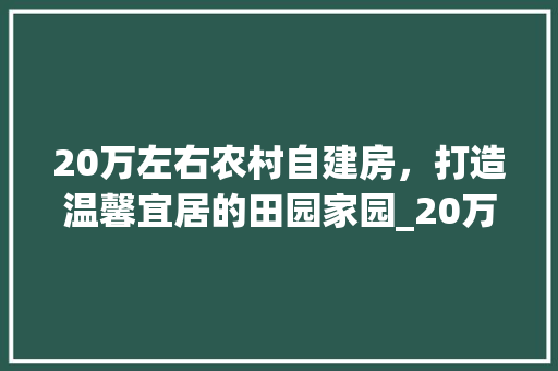 20万左右农村自建房，打造温馨宜居的田园家园_20万左右农村自建房