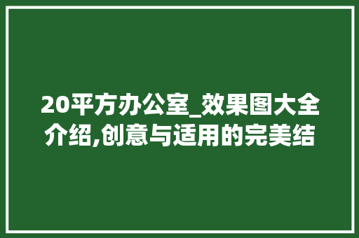 20平方办公室_效果图大全介绍,创意与适用的完美结合_20平方办公室_效果图大全