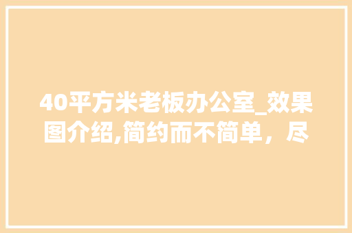40平方米老板办公室_效果图介绍,简约而不简单，尽显商务风范_40多平方老板办公室_效果图