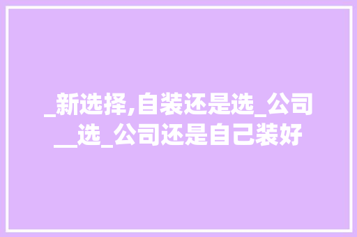 _新选择,自装还是选_公司__选_公司还是自己装好 家居装饰