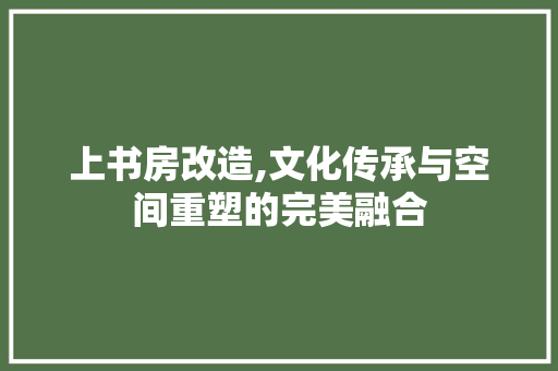 上书房改造,文化传承与空间重塑的完美融合 装修知识