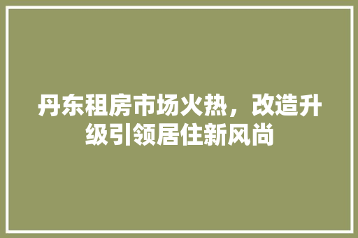 丹东租房市场火热，改造升级引领居住新风尚