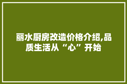 丽水厨房改造价格介绍,品质生活从“心”开始