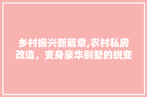 乡村振兴新篇章,农村私房改造，变身豪华别墅的蜕变之旅