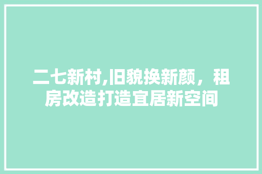 二七新村,旧貌换新颜，租房改造打造宜居新空间 家居装饰