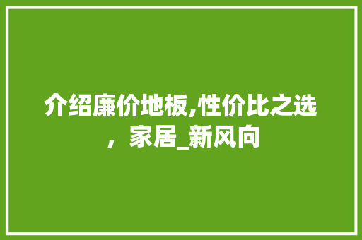 介绍廉价地板,性价比之选，家居_新风向
