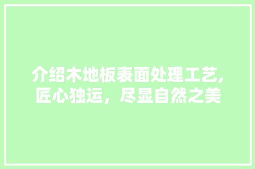 介绍木地板表面处理工艺,匠心独运，尽显自然之美