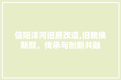 信阳洋河旧房改造,旧貌换新颜，传承与创新共融