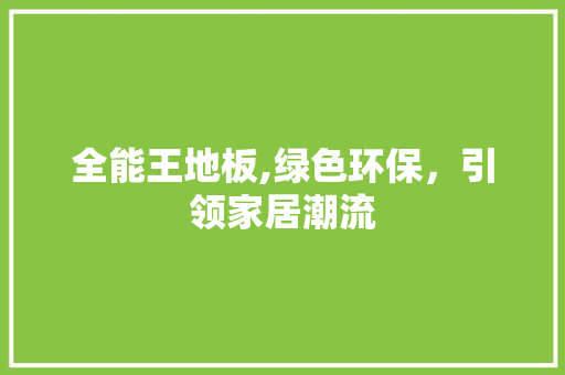 全能王地板,绿色环保，引领家居潮流